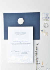 Foiled with Elegance | Navy & Silver | Elegant Invitations | Wedding Invitation Suite | Maraseel | بطاقة دعوة |