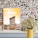 Load image into Gallery viewer, Framed picture of Baalbek with a vase of flowers on a decorative wall.

