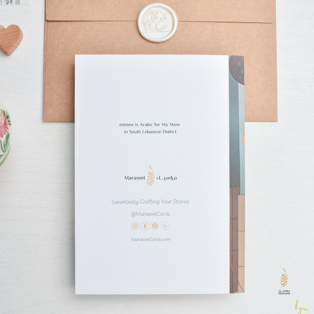 Card with text and branding on a light background