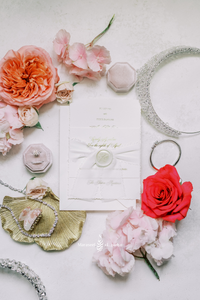 Eternal Elegance | Gold Foil on White Cotton Invitations | Wedding Invitation Suite | Maraseel | بطاقة دعوة |