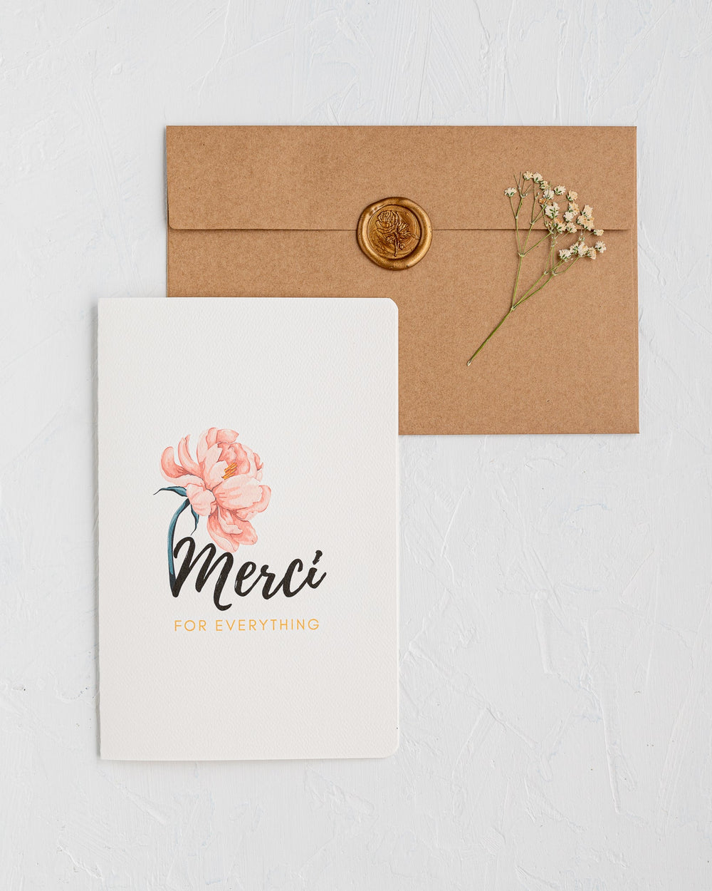 Merci Card | Floral | Peonies Design | Spring Card | Thank You Card