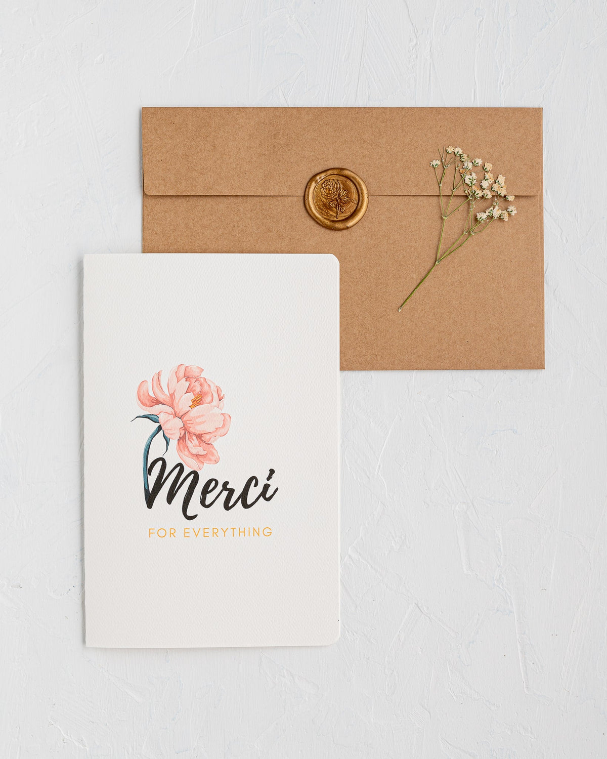 Merci Card | Floral | Peonies Design | Spring Card | Thank You Card
