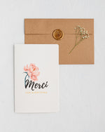 Load image into Gallery viewer, #58 Merci Card | Floral | Peonies Design | Spring Card | Thank You Card
