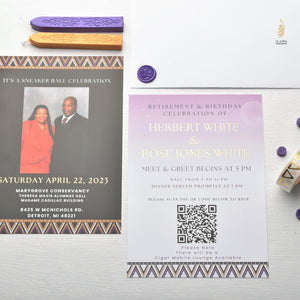 African Theme Sneakerball Celebration Invitation | Gold Foil | Double Sided | Image on Invitation | Save the Date | Wedding Invitation Suite | Maraseel |بطاقة دعوة |