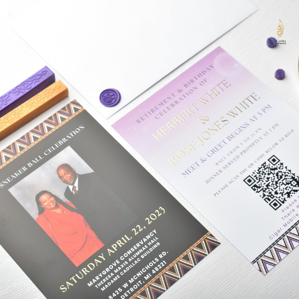 African Theme Sneakerball Celebration Invitation | Gold Foil | Double Sided | Image on Invitation | Save the Date | Wedding Invitation Suite | Maraseel |بطاقة دعوة |