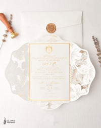 Lili Lace Jacket |Gold & Ivory |Wax Seal | Custom Crest | Wedding Invitation Suite | Maraseel | بطاقة دعوة