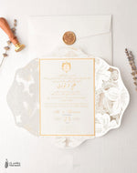 Load image into Gallery viewer,  Lili Lace Jacket |Gold &amp;Invory |Wax Seal | Custom Crest |
