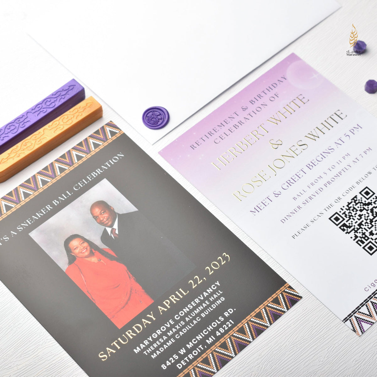 African Theme Sneakerball Celebration Invitation | Gold Foil | Double Sided | Image on Invitation | Save the Date | Wedding Invitation Suite | Maraseel |بطاقة دعوة |