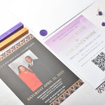 Load image into Gallery viewer, African Theme Sneakerball Celebration Invitation | Gold Foil | Double Sided | Image on Invitation | Save the Date | Wedding Invitation Suite | Maraseel |بطاقة دعوة |
