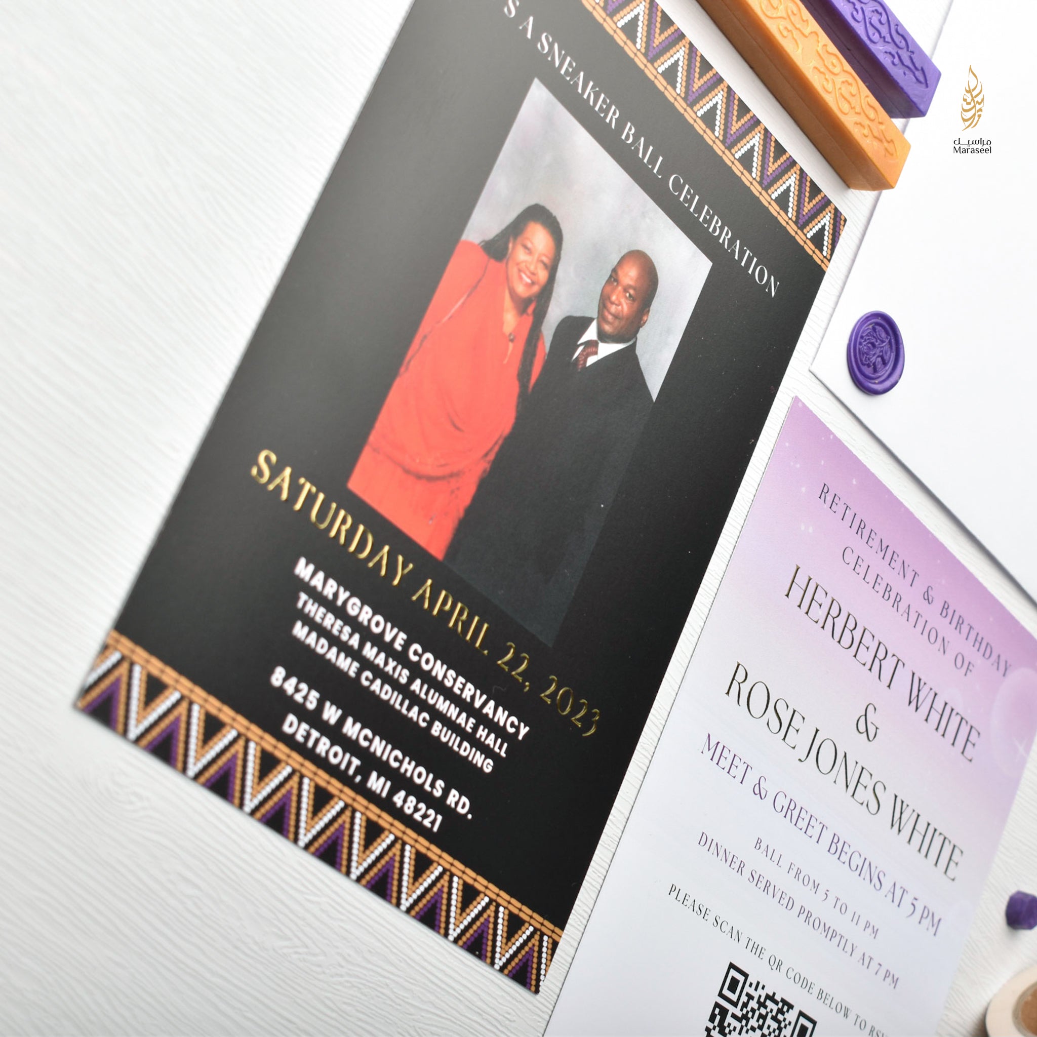 African Theme Sneakerball Celebration Invitation | Gold Foil | Double Sided | Image on Invitation | Save the Date | Wedding Invitation Suite | Maraseel |بطاقة دعوة |