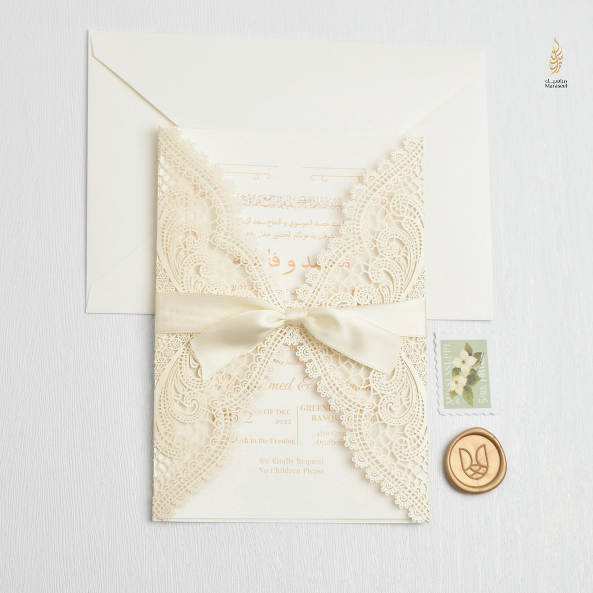 Lace Jacket Suite | Ivory Cream Classic Elegant | Gold Seal | Lace | Satin Ribbon