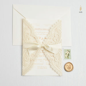 Lace Jacket Suite | Ivory Cream Classic Elegant | Gold Seal | Lace | Satin Ribbon