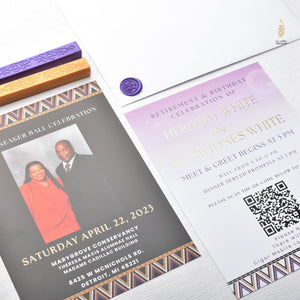 African Theme Sneakerball Celebration Invitation | Gold Foil | Double Sided | Image on Invitation | Save the Date | Wedding Invitation Suite | Maraseel |بطاقة دعوة |