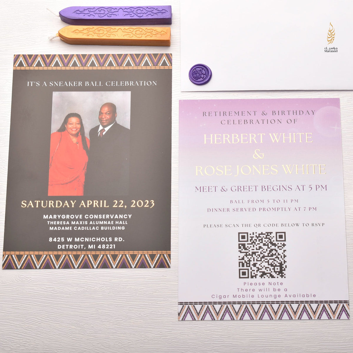 African Theme Sneakerball Celebration Invitation | Gold Foil | Double Sided | Image on Invitation | Save the Date | Wedding Invitation Suite | Maraseel |بطاقة دعوة |