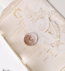  Lili Lace Jacket |Gold &Invory |Wax Seal | Custom Crest |