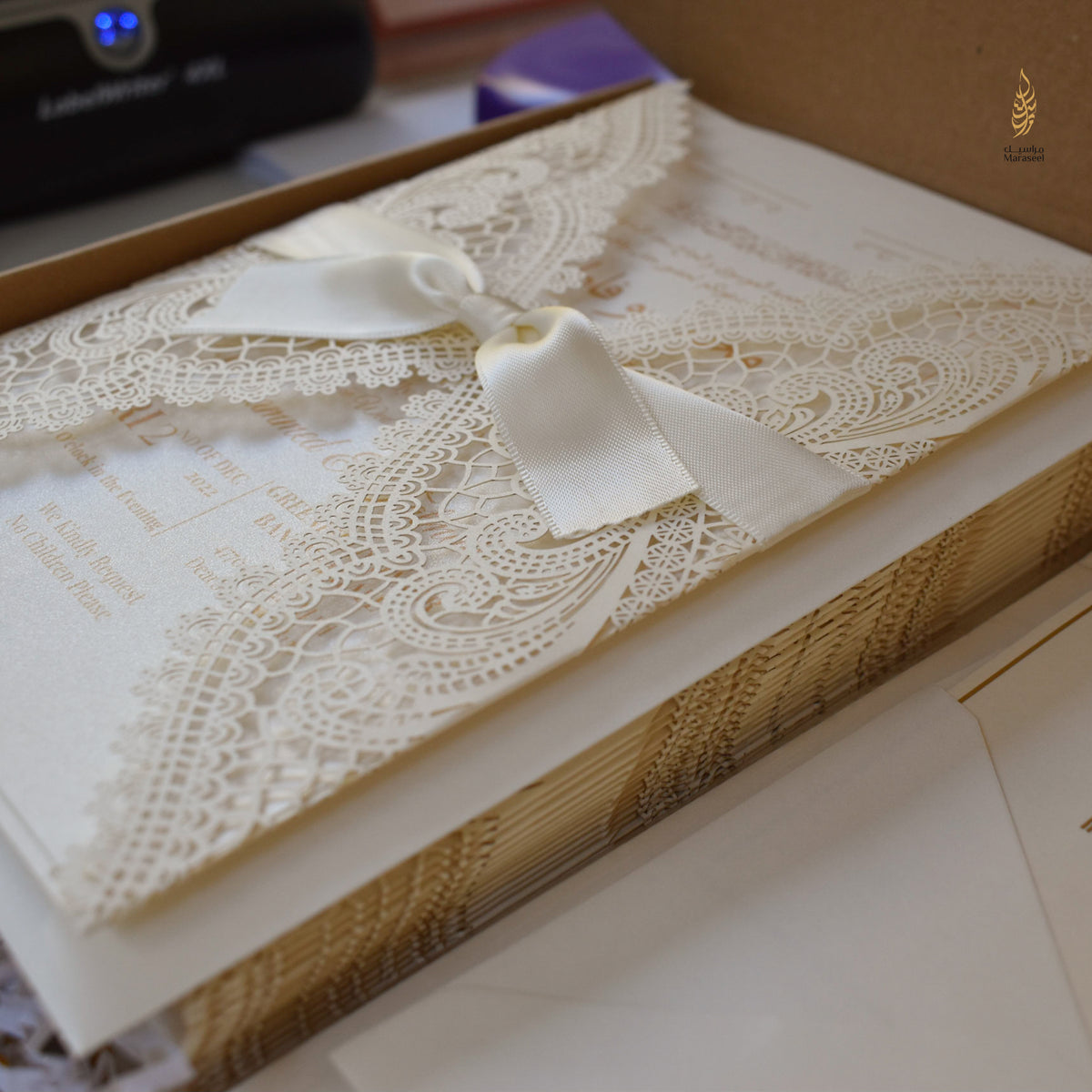 Lace Jacket Suite | Ivory Cream Classic Elegant | Gold Seal | Lace | Satin Ribbon