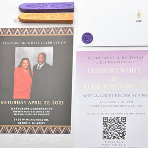 African Theme Sneakerball Celebration Invitation | Gold Foil | Double Sided | Image on Invitation | Save the Date | Wedding Invitation Suite | Maraseel |بطاقة دعوة |
