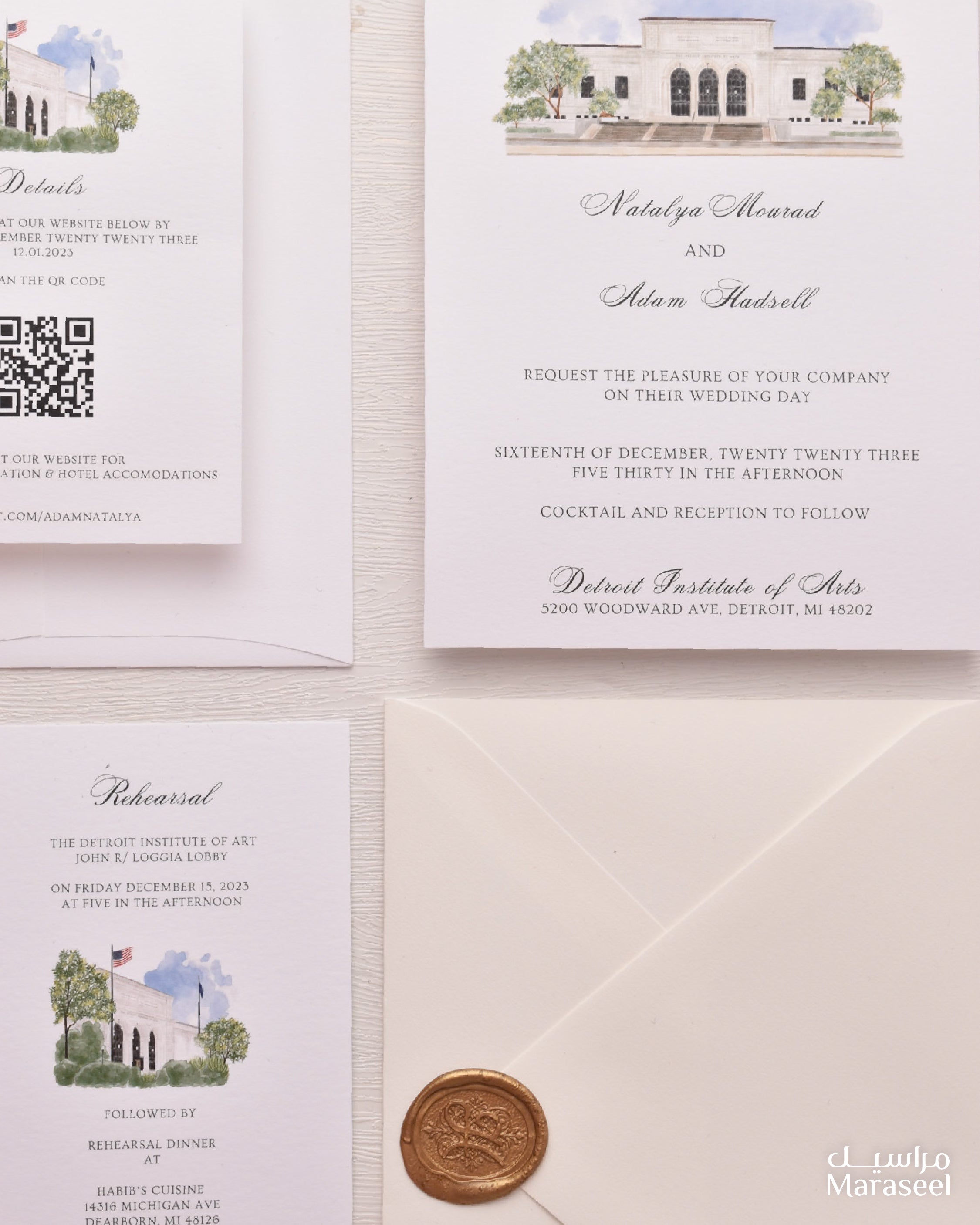 Watercolor Venue | Luxury Invitation | Custom | White Blue