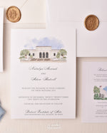 Load image into Gallery viewer, Watercolor Venue | Luxury Invitation | Custom | White Blue
