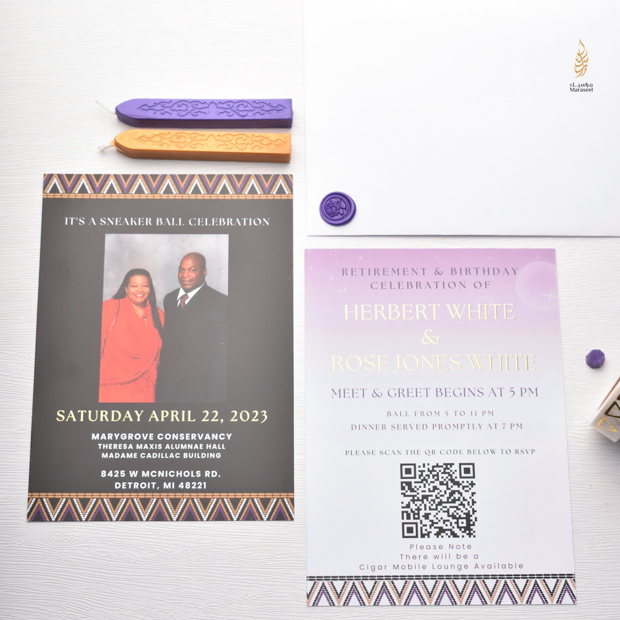 African Theme Sneakerball Celebration Invitation | Gold Foil | Double Sided | Image on Invitation | Save the Date | Wedding Invitation Suite | Maraseel |بطاقة دعوة |