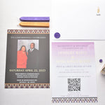 Load image into Gallery viewer, African Theme Sneakerball Celebration Invitation | Gold Foil | Double Sided | Image on Invitation | Save the Date | Wedding Invitation Suite | Maraseel |بطاقة دعوة |
