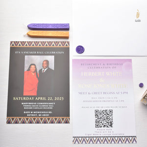 African Theme Sneakerball Celebration Invitation | Gold Foil | Double Sided | Image on Invitation | Save the Date | Wedding Invitation Suite | Maraseel |بطاقة دعوة |