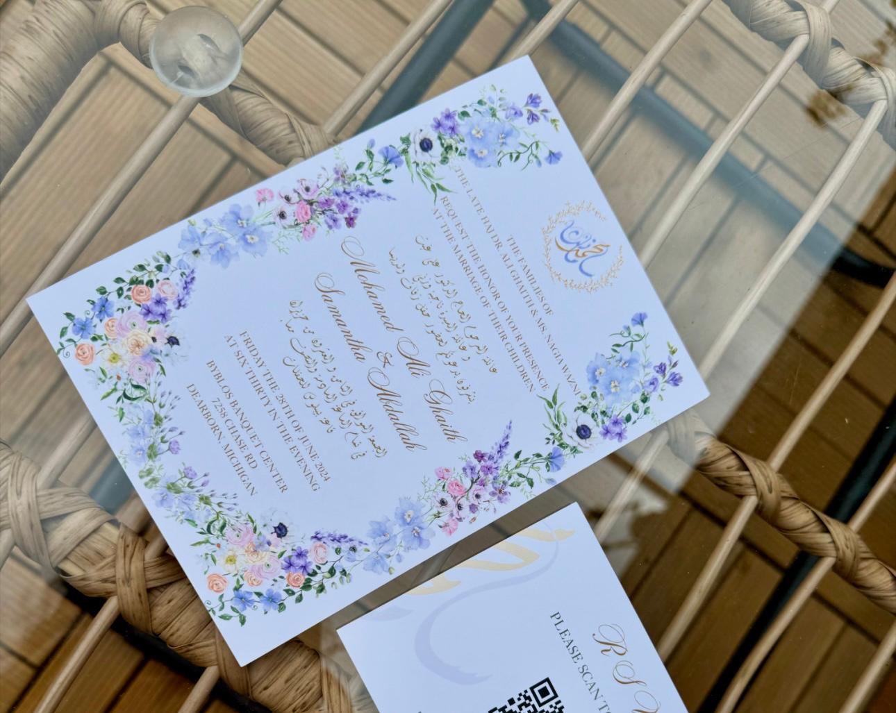 Periwinkle Crush | Wild Flowers | Spring Theme | Wedding Invitation Suite | Maraseel | بطاقة دعوة |