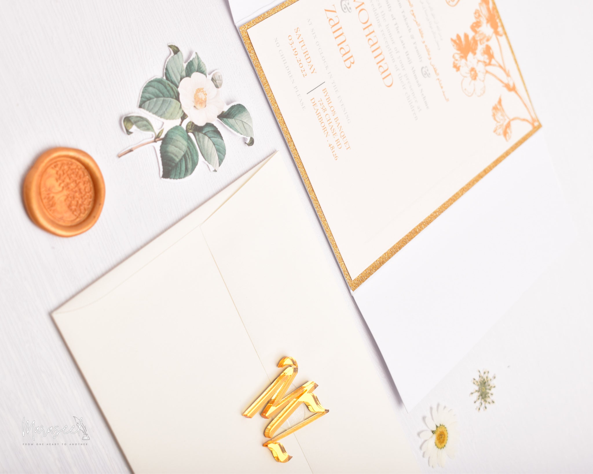 Arabian Nights|  Wedding Invitation Suite | Warm Orange Blossom