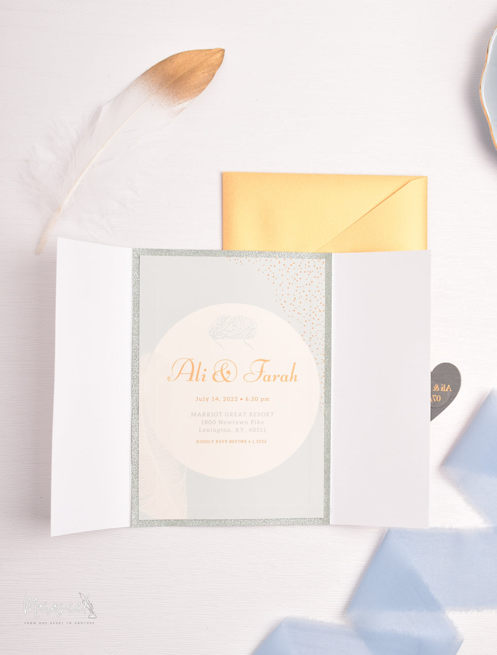 Arabian Nights  |  Wedding Invitation Suite |  For the Love of Feathers
