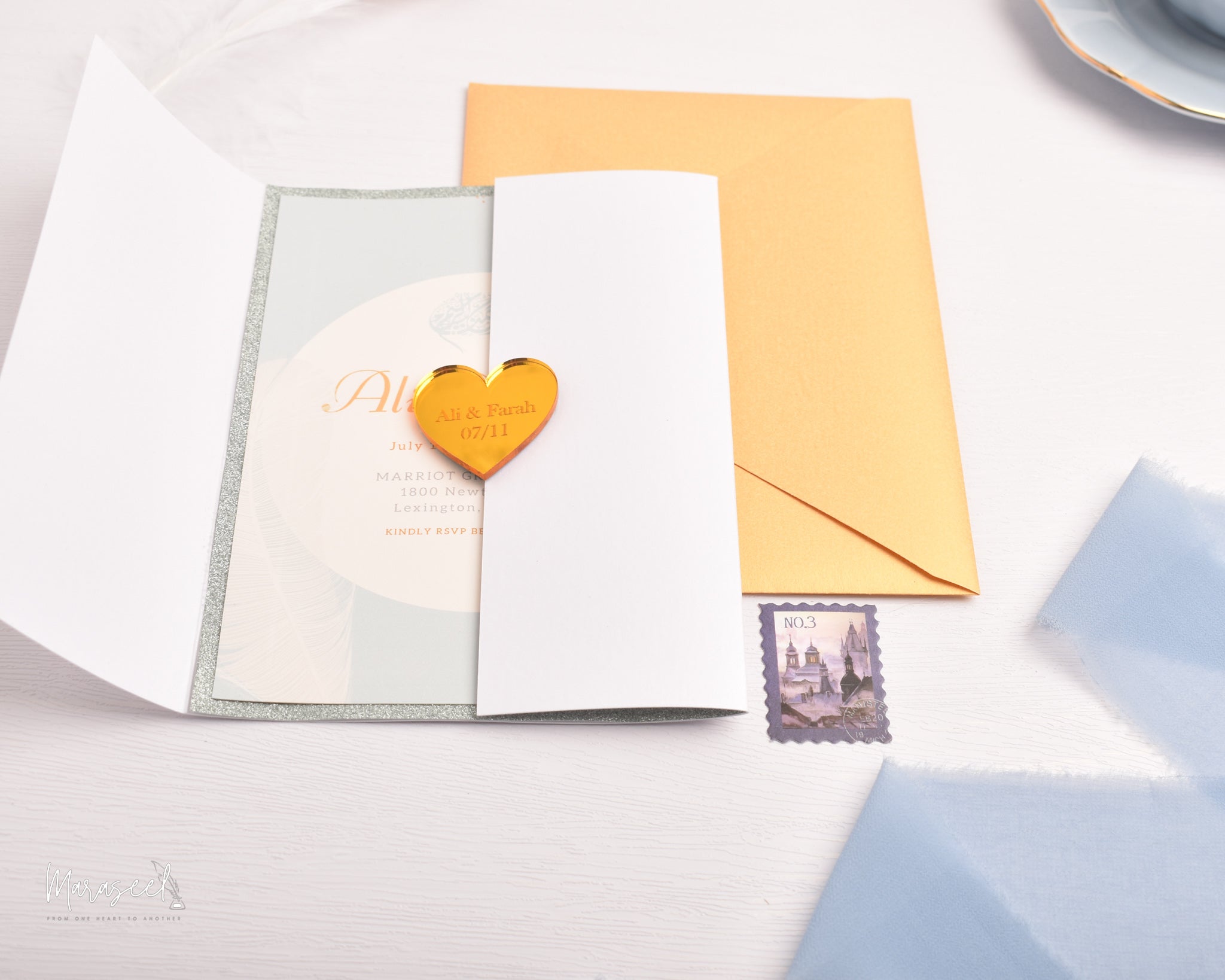 Arabian Nights  |  Wedding Invitation Suite |  For the Love of Feathers