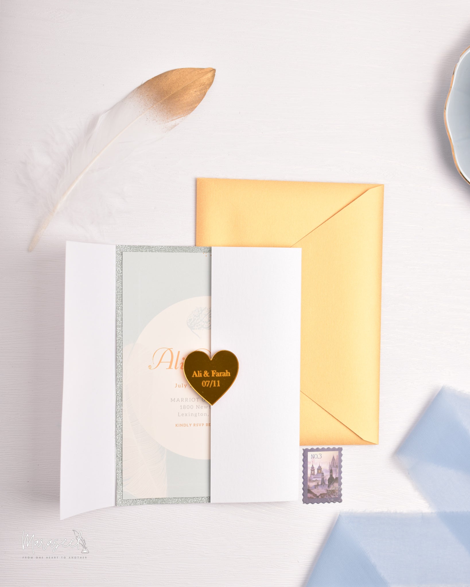 Arabian Nights  |  Wedding Invitation Suite |  For the Love of Feathers