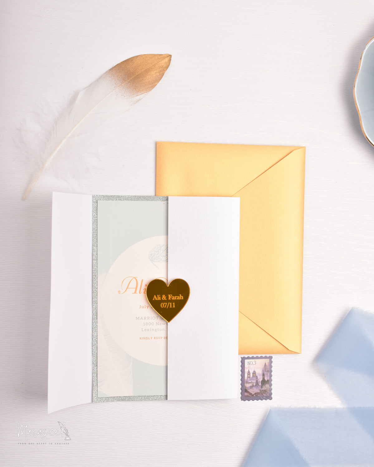 Arabian Nights  |  Wedding Invitation Suite |  For the Love of Feathers