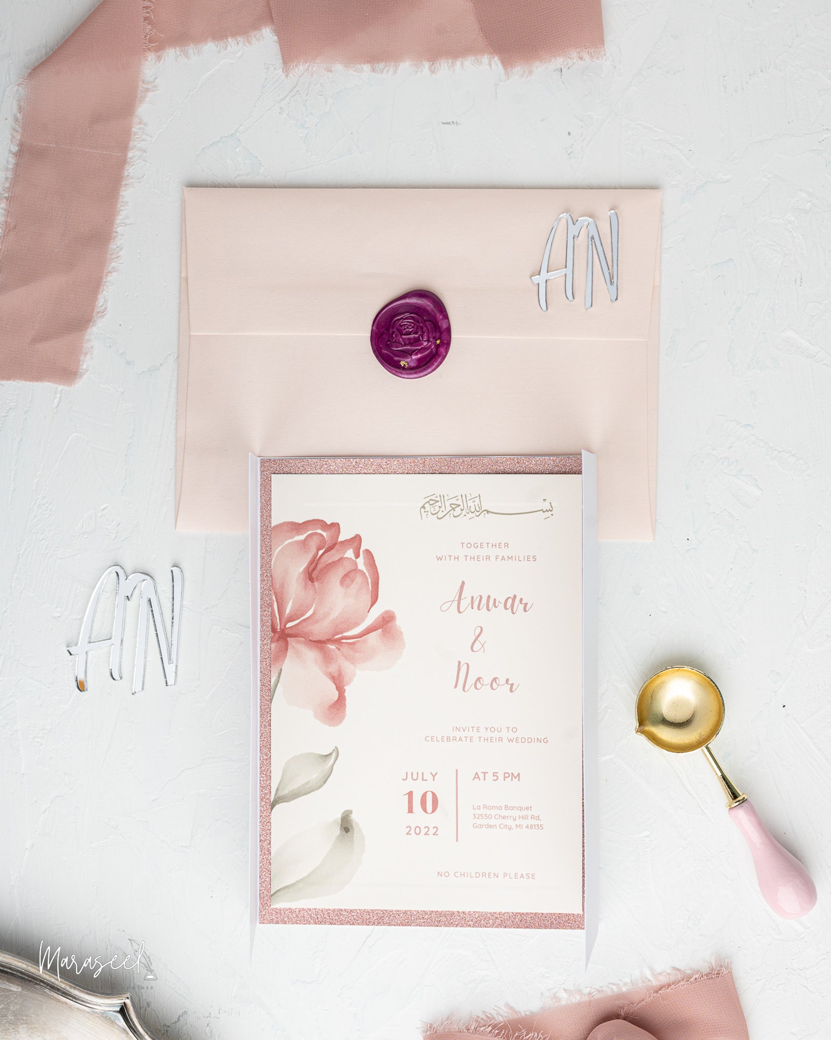 Arabian Nights |  Wedding Invitation Suite |  Pink Peony