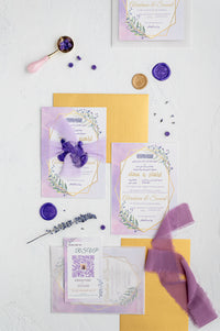Lavender Bloom Wedding Invitation Suite | Soft Floral Elegance | Lavender & Gold | بطاقة دعوة